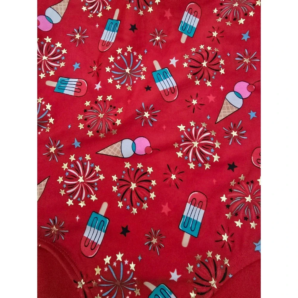 Cat & Jack Girls Red Ice Cream Popsicle Firework One Piece Swimsuit NWT S 6/7